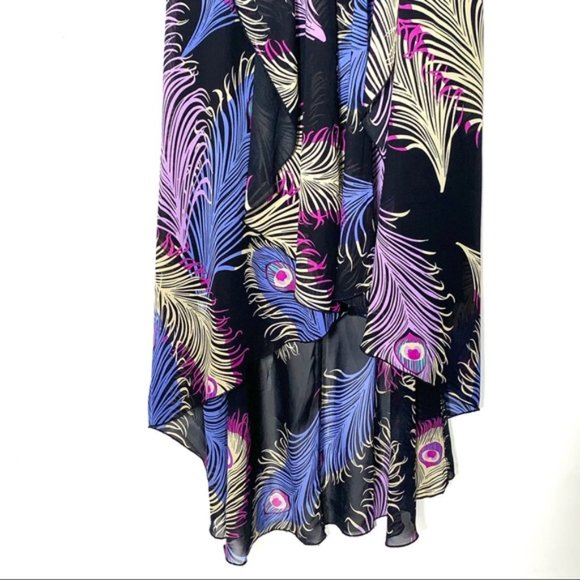 Boston Proper High/low peacock print dress - Picture 4 of 7